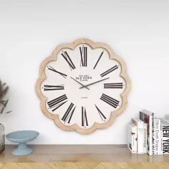 Best Kirklands Home White Wood Scalloped Frame Wall Clock