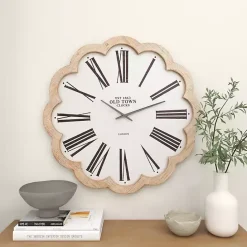 Best Kirklands Home White Wood Scalloped Frame Wall Clock