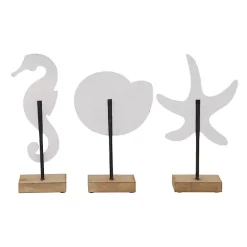 Hot Kirklands Home White Wood Sea Creature Statues, Set of 3
