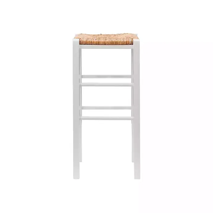 Outlet Kirklands Home White Wood Seagrass Backless 2-pc. Bar Stool Set Tan