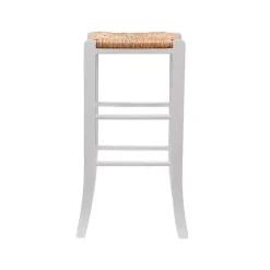Outlet Kirklands Home White Wood Seagrass Backless 2-pc. Bar Stool Set Tan