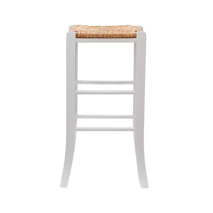 Outlet Kirklands Home White Wood Seagrass Backless 2-pc. Bar Stool Set Tan