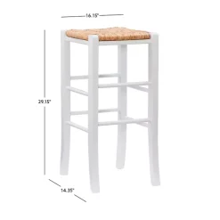 Outlet Kirklands Home White Wood Seagrass Backless 2-pc. Bar Stool Set Tan