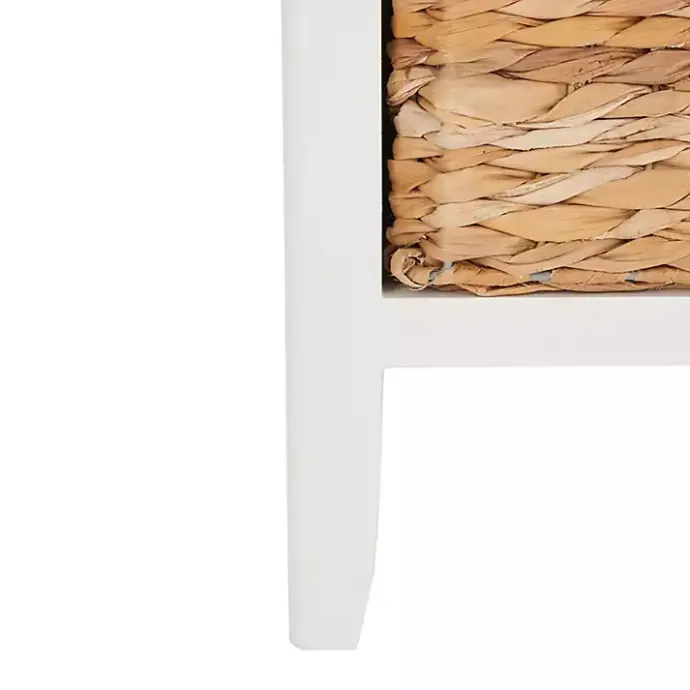 New Kirklands Home Wood Side Table with Baskets White