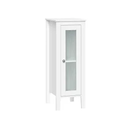 Clearance Kirklands Home Wood Slim Single Glass Door Floor Cabinet White