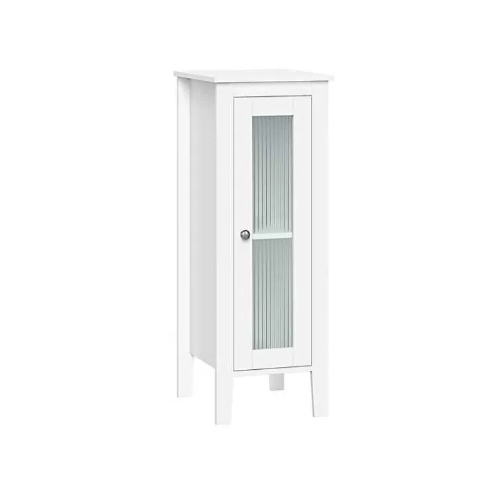 Clearance Kirklands Home Wood Slim Single Glass Door Floor Cabinet White