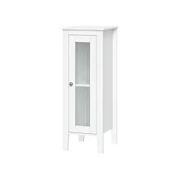 Clearance Kirklands Home Wood Slim Single Glass Door Floor Cabinet White