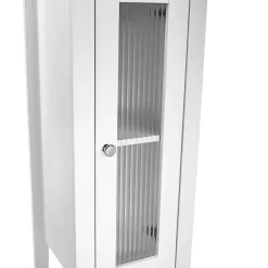 Clearance Kirklands Home Wood Slim Single Glass Door Floor Cabinet White