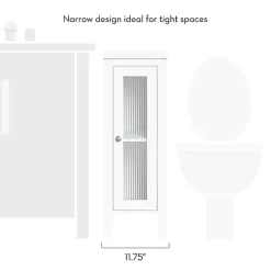 Clearance Kirklands Home Wood Slim Single Glass Door Floor Cabinet White