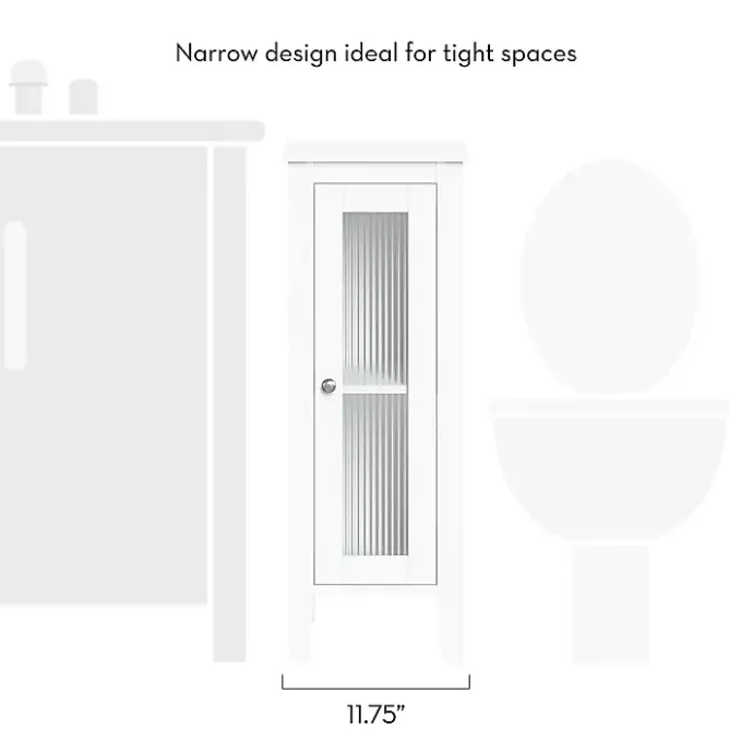Clearance Kirklands Home Wood Slim Single Glass Door Floor Cabinet White