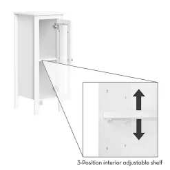 Clearance Kirklands Home Wood Slim Single Glass Door Floor Cabinet White