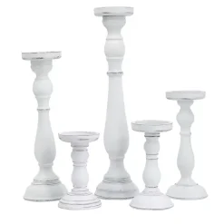Online Kirklands Home Wood Spindle Taper Candle Holders, Set of 5 White