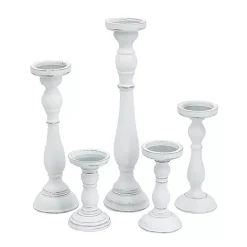 Online Kirklands Home Wood Spindle Taper Candle Holders, Set of 5 White