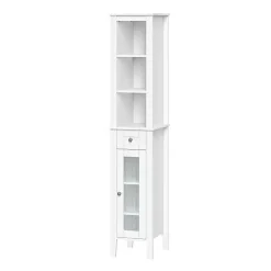 Online Kirklands Home Wood Tall Single Pane Glass Door Cabinet White