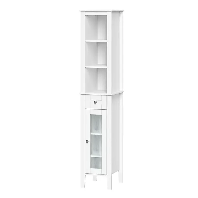 Online Kirklands Home Wood Tall Single Pane Glass Door Cabinet White