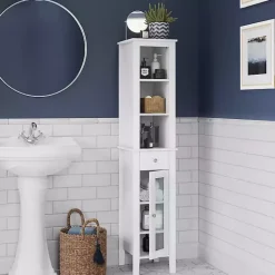 Online Kirklands Home Wood Tall Single Pane Glass Door Cabinet White