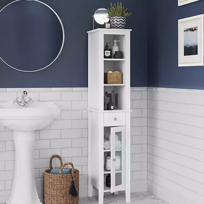 Online Kirklands Home Wood Tall Single Pane Glass Door Cabinet White