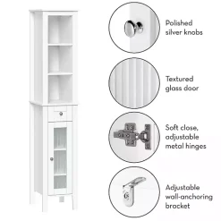 Online Kirklands Home Wood Tall Single Pane Glass Door Cabinet White