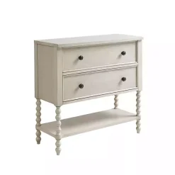 New Kirklands Home Wood Turned Legs 2-Drawer Chest White