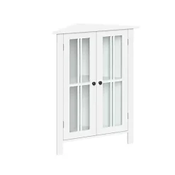 Sale Kirklands Home Wood Two Pane Glass Doors Corner Cabinet White