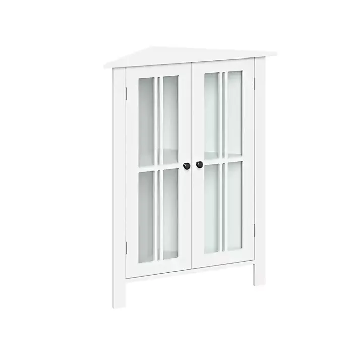 Sale Kirklands Home Wood Two Pane Glass Doors Corner Cabinet White