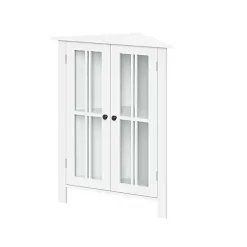 Sale Kirklands Home Wood Two Pane Glass Doors Corner Cabinet White