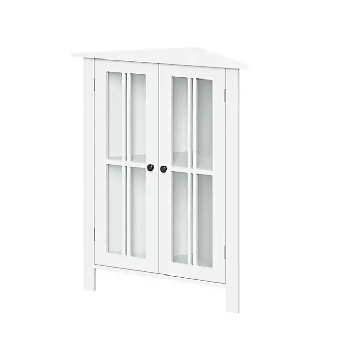 Sale Kirklands Home Wood Two Pane Glass Doors Corner Cabinet White
