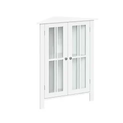 Sale Kirklands Home Wood Two Pane Glass Doors Corner Cabinet White