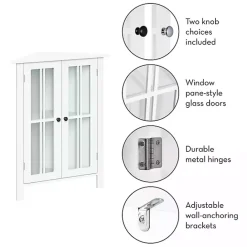 Sale Kirklands Home Wood Two Pane Glass Doors Corner Cabinet White