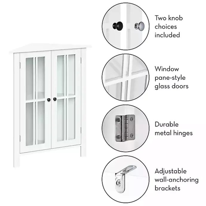 Sale Kirklands Home Wood Two Pane Glass Doors Corner Cabinet White