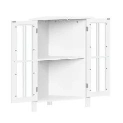 Sale Kirklands Home Wood Two Pane Glass Doors Corner Cabinet White