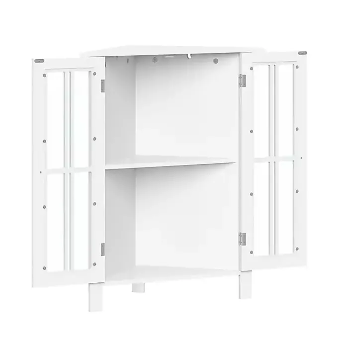 Sale Kirklands Home Wood Two Pane Glass Doors Corner Cabinet White