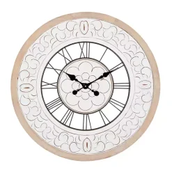 Hot Kirklands Home White Wood Vintage Farmhouse Clock