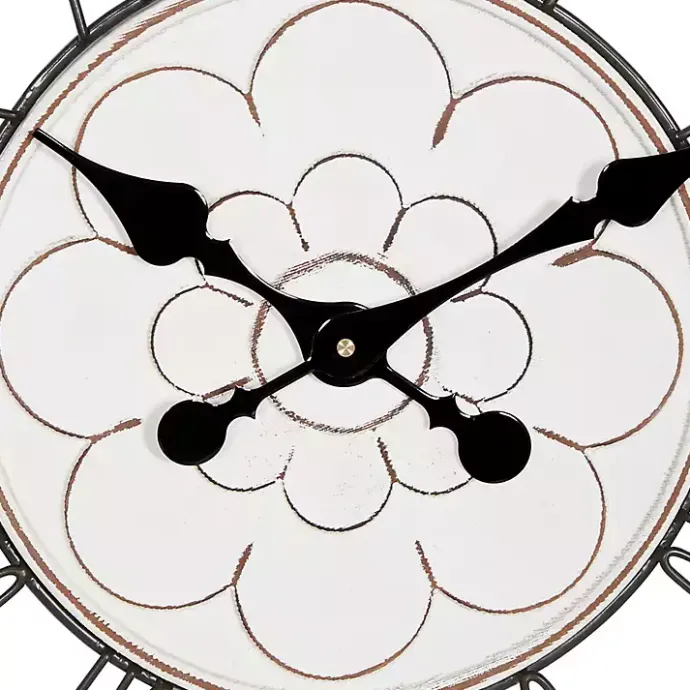 Hot Kirklands Home White Wood Vintage Farmhouse Clock