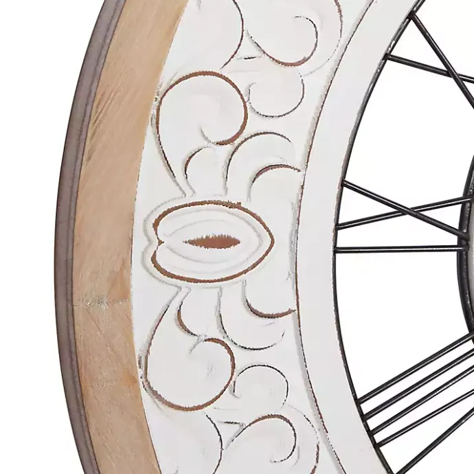 Hot Kirklands Home White Wood Vintage Farmhouse Clock