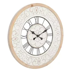 Hot Kirklands Home White Wood Vintage Farmhouse Clock