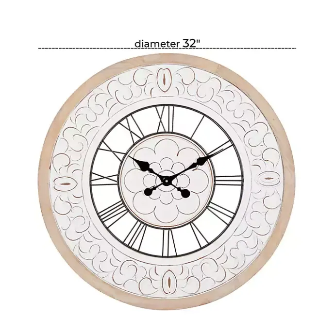 Hot Kirklands Home White Wood Vintage Farmhouse Clock