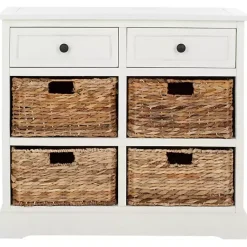 Discount Kirklands Home Wood Woven Baskets Cabinet White