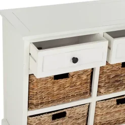 Discount Kirklands Home Wood Woven Baskets Cabinet White
