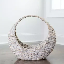 Kirklands Home Woven Half Moon Basket White