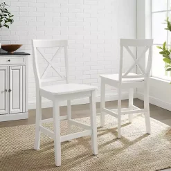 Best Kirklands Home X-Back Farmhouse Counter Stools, Set of 2 White
