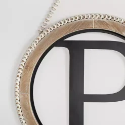 Kirklands Home Whitewash Bead Trim Monogram P Plaque
