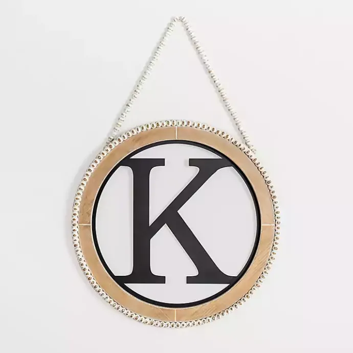 New Kirklands Home Whitewash Bead Trim Monogram K Plaque
