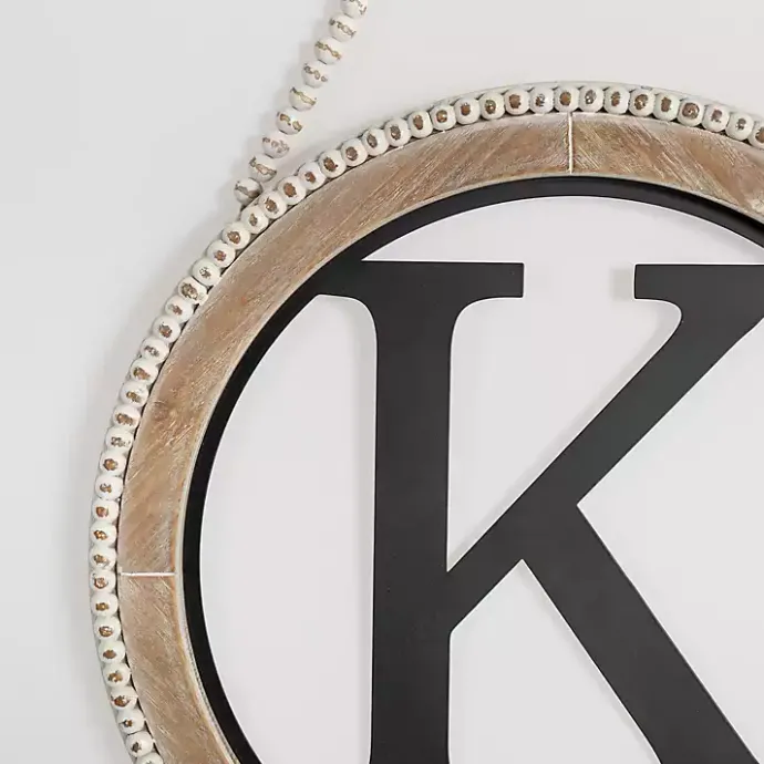 New Kirklands Home Whitewash Bead Trim Monogram K Plaque