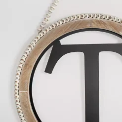 Clearance Kirklands Home Whitewash Bead Trim Monogram T Plaque