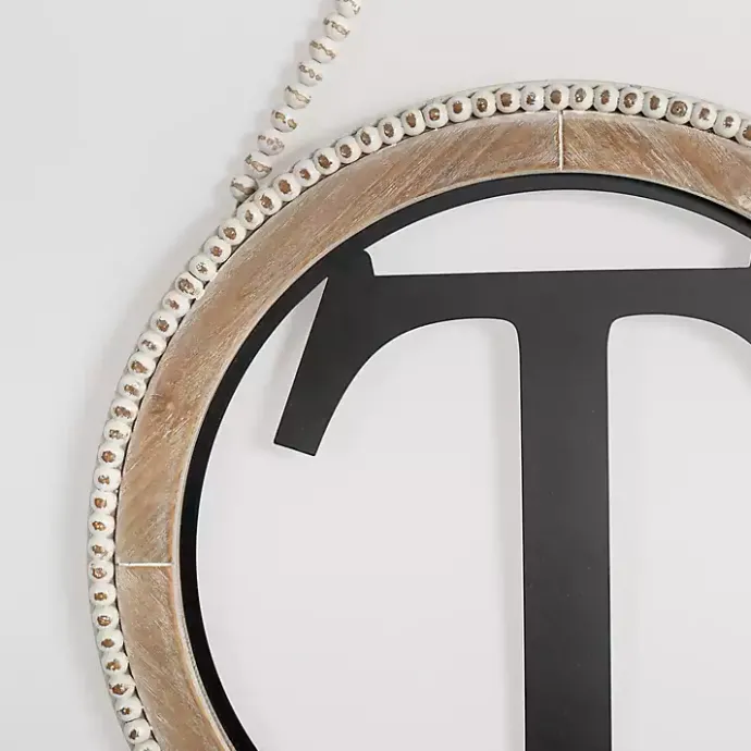 Clearance Kirklands Home Whitewash Bead Trim Monogram T Plaque