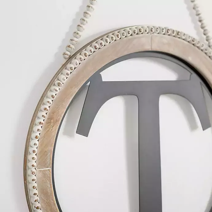 Clearance Kirklands Home Whitewash Bead Trim Monogram T Plaque