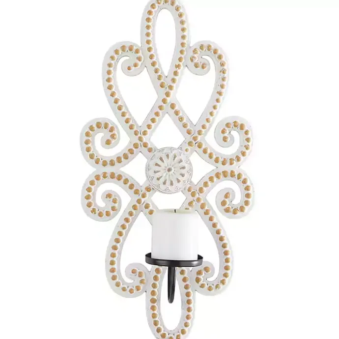 New Kirklands Home Whitewash Beaded Scroll Sconce