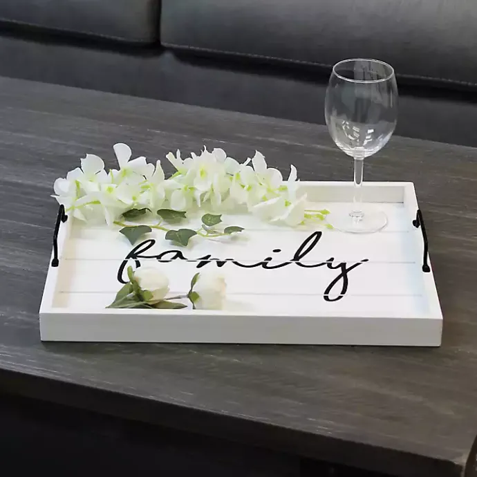 Outlet Kirklands Home Whitewash Family Wooden Tray