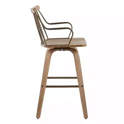 Discount Kirklands Home Whitewash Poplar Wood Swivel Counter Stool Tan